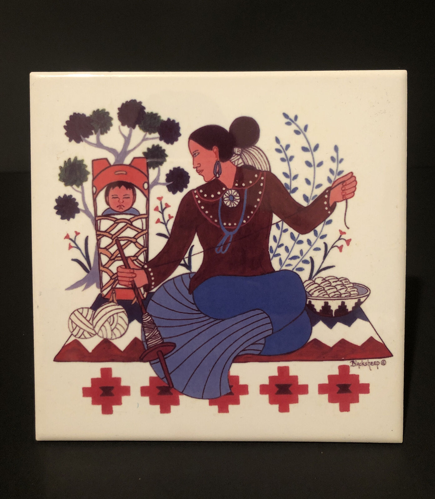 Beverly Blacksheep Ceramic Tile Navajo Art